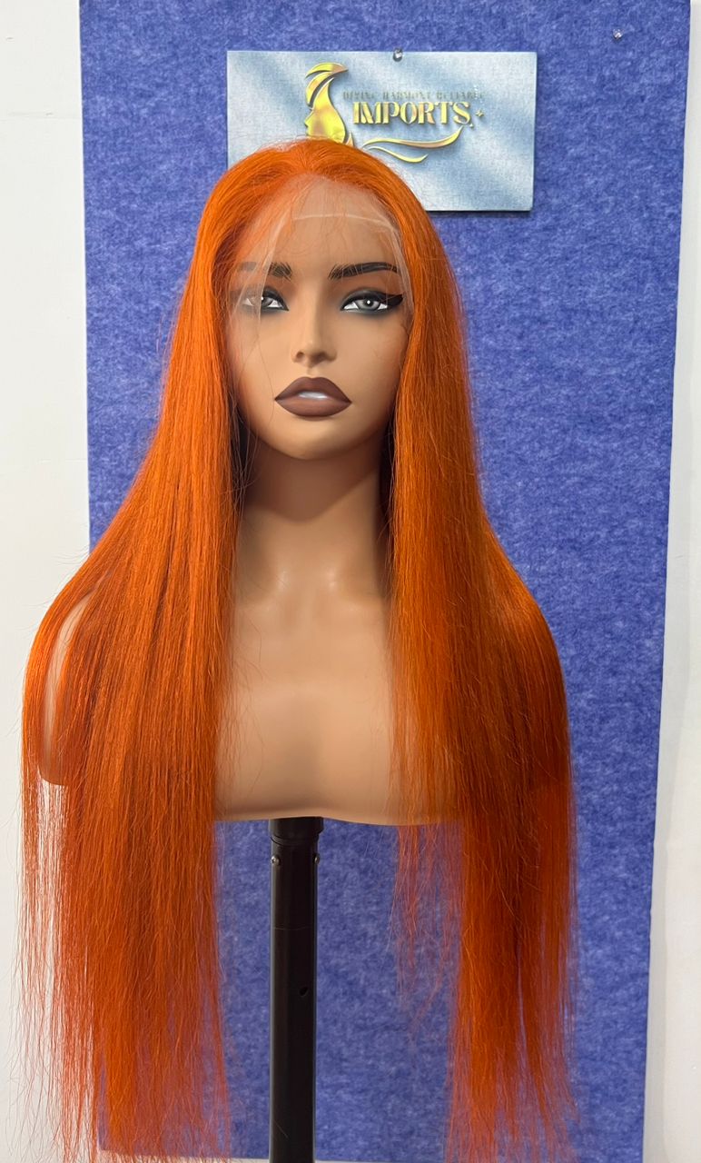 Luxury Raw HD Lace Ginger Orange Straight Wig