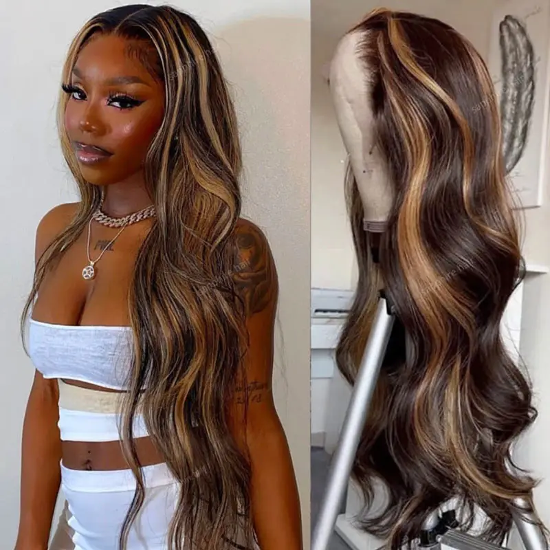 Virgin Hair HD Lace Highlights Body Wave Wig