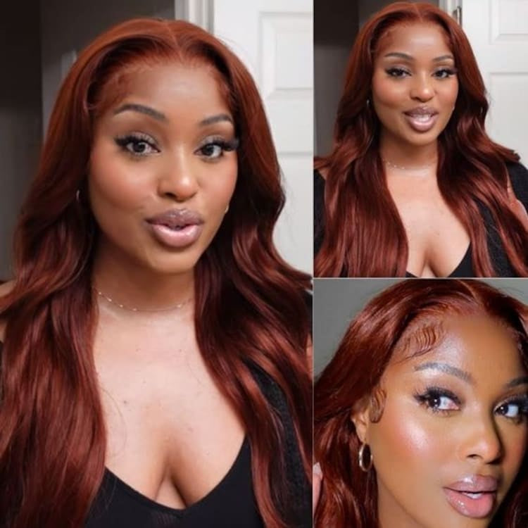 Pre Cut 6x4.75 And 7x5 Bye Bye Knots Glueless Reddish Brown Body Wave Wig